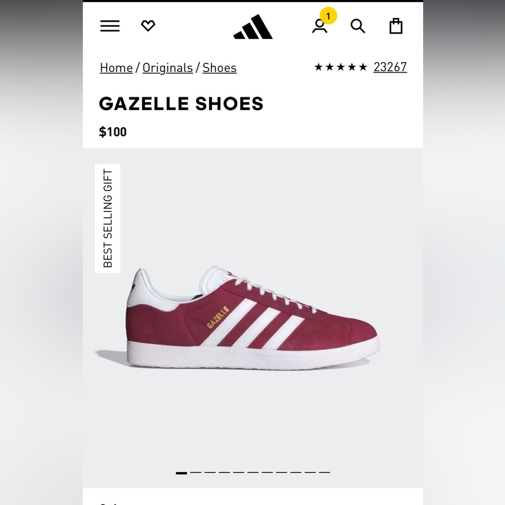 Adidas Gazelle size US men 5